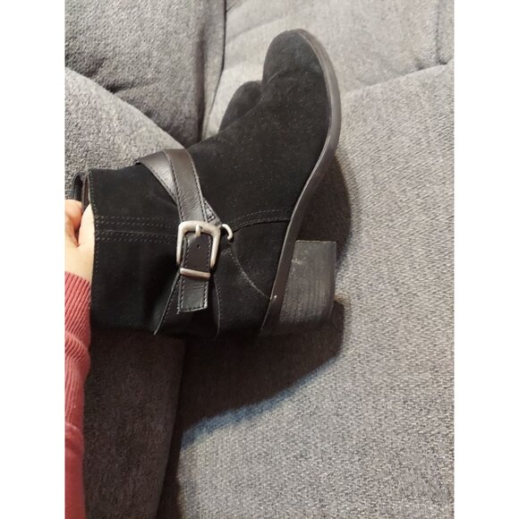 Bjorndal Karla Black Suede Leather Ankle Boots Anti-slip Zip Woman's Size 8.5 - Picture 4 of 11